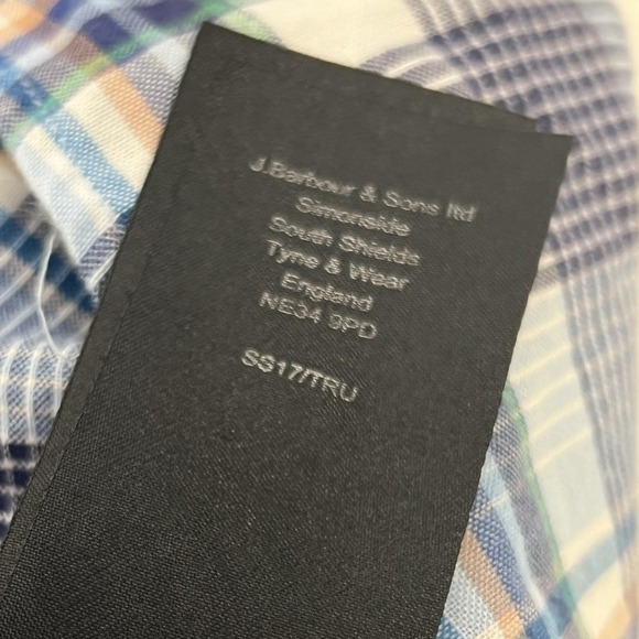 Barbour Warren Shirt Mens Large Blue Plaid Tailored‎ Fit Long Sleeve Button Up - Picture 11 of 16